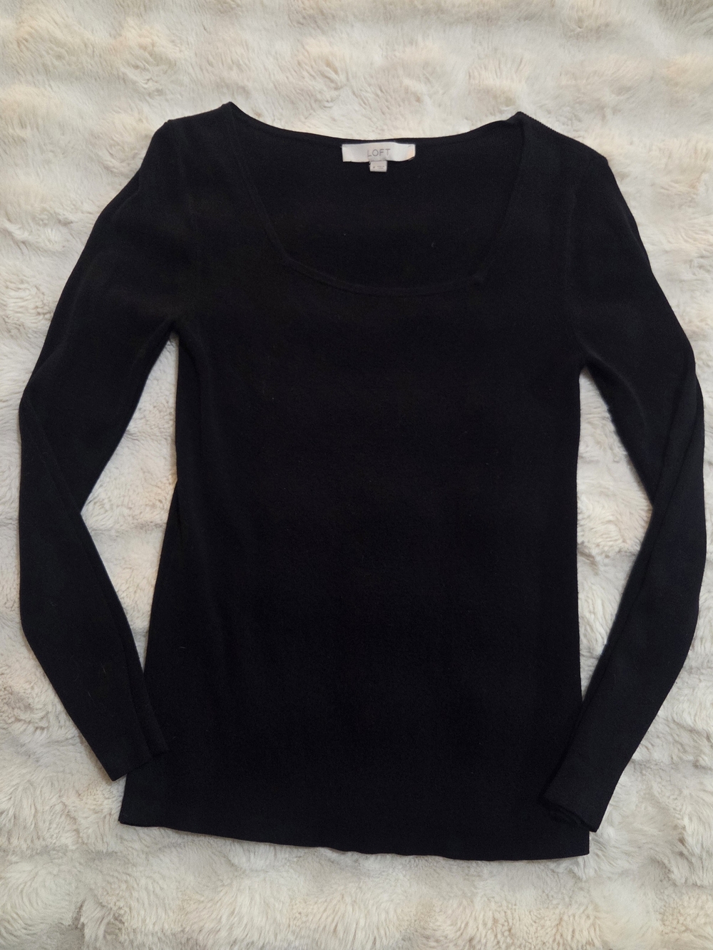 LOFT Black Scoop Neck Long-Sleeve Sweater